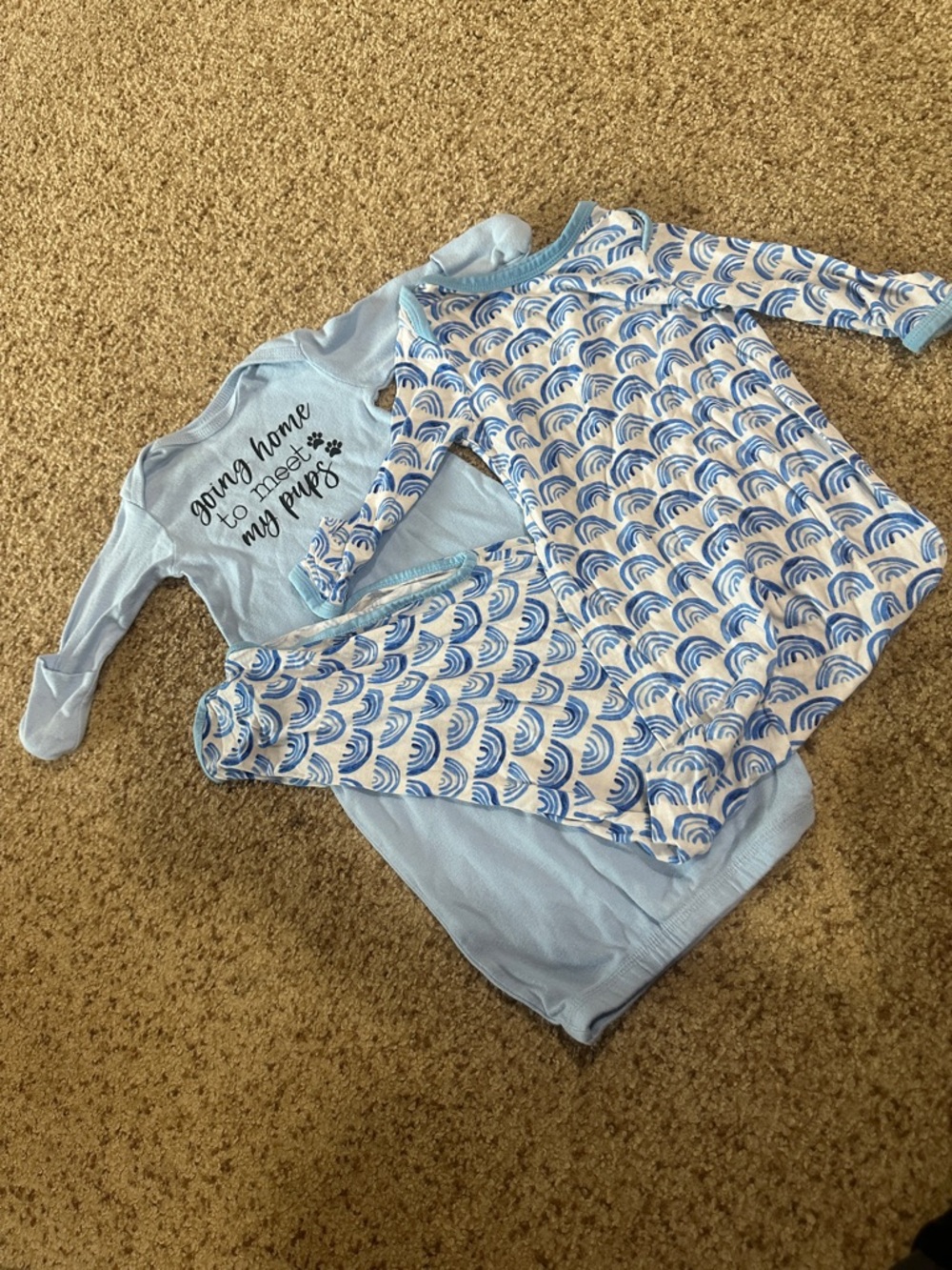 “Going home to meet my pups” Sleeper Set Newborn